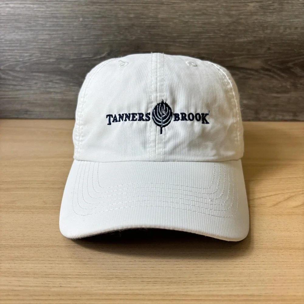 Tanners Brook Hat Strap Back White Performance Golf Golfing Minnesota Imperial - Picture 1 of 9